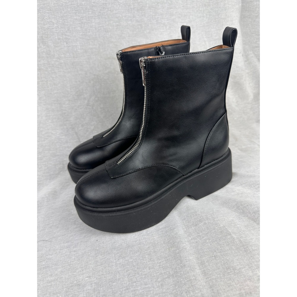 Wild Fable Womens Black Front Zip Platform Ankle Boots Memory Foam Size 6 NWT